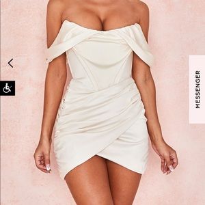Coraline Ivory Satin Corset Dress. House of CB